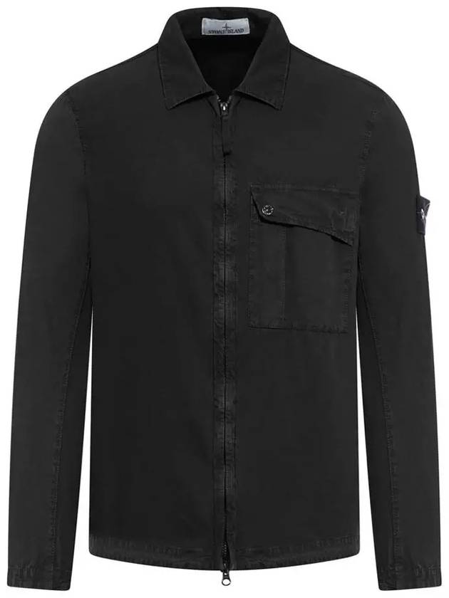 Old Treatment Garment Dyed Overshirt Jacket Black - STONE ISLAND - BALAAN 2