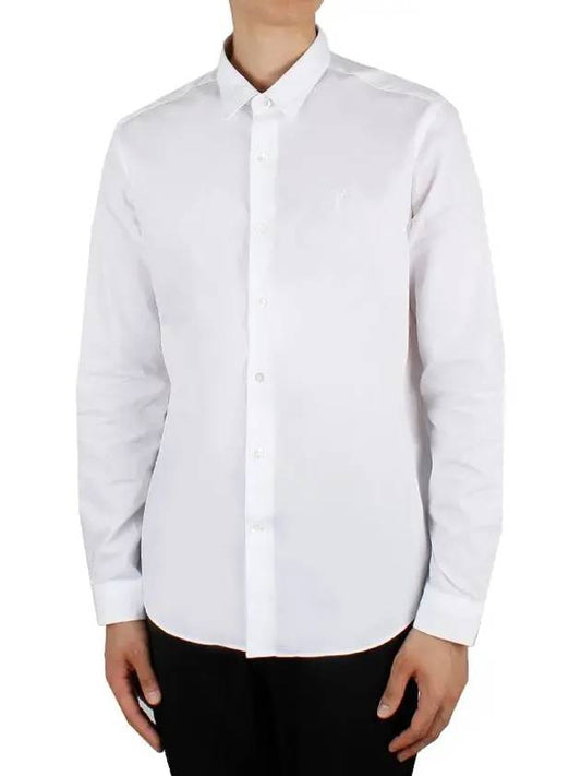 Men's Heart Embroidered Logo Long Sleeve Shirt White - AMI - BALAAN 2