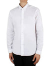 Men's Heart Embroidered Logo Long Sleeve Shirt White - AMI - BALAAN 3