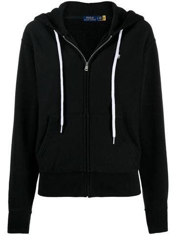 Embroidered Logo Zip Up Hoodie Black - POLO RALPH LAUREN - BALAAN 1