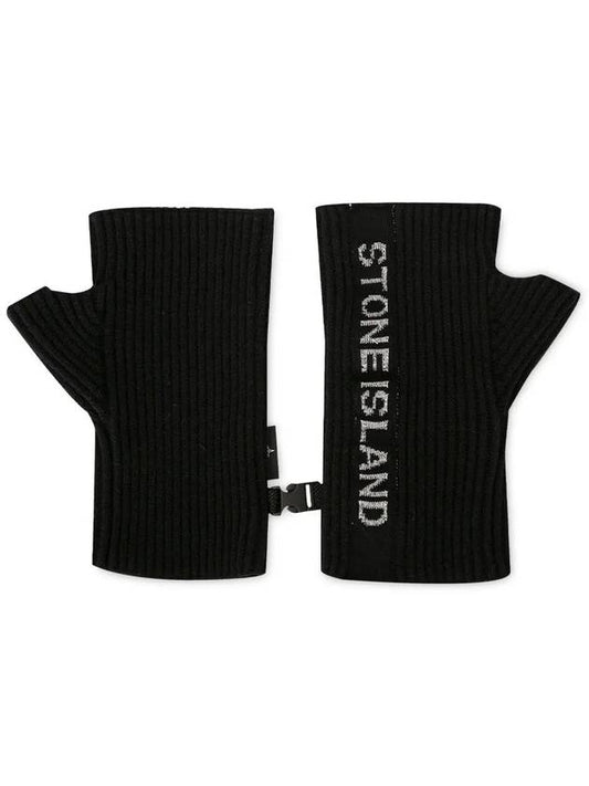 Men's Lettering Logo Black Gloves - STONE ISLAND - BALAAN 1