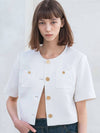Women's Cropped Tweed Short-Sleeve Jacket White - DEFEMME - BALAAN 2