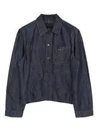 Triangle Logo Chambray Shirt Jacket Navy - PRADA - BALAAN 2