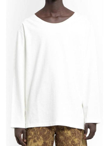 Wide Neck Cotton Long Sleeve T-Shirt Ivory - LEMAIRE - BALAAN 1