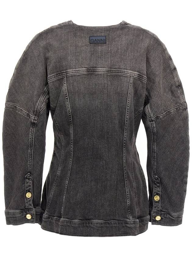 Tint Edge Denim Jacket Washed Black - GANNI - BALAAN 3