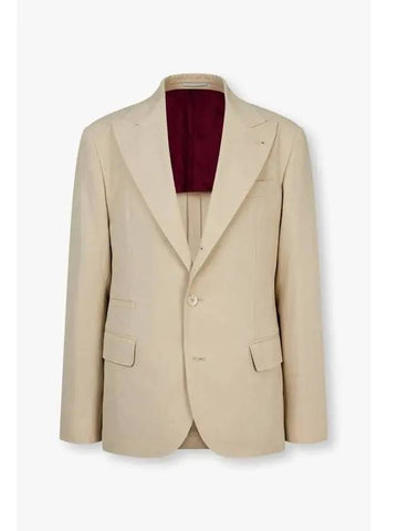 Men s Peaked Lapel Kapok Cotton Jacket Beige - BRUNELLO CUCINELLI - BALAAN 1