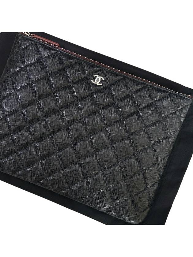 Medium Classic Clutch Bag Caviar Leather & Silver Black - CHANEL - BALAAN 8