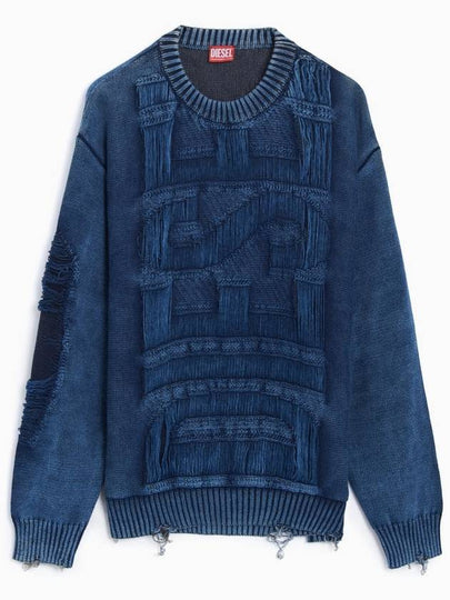 K Rottissimo Floating Yarn Logo Knit Top Blue - DIESEL - BALAAN 2