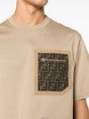 FF Logo Pocket Short Sleeve T-shirt Beige - FENDI - BALAAN 4