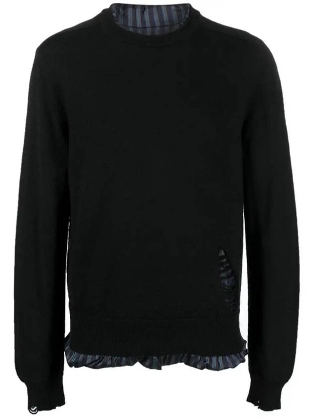 Men's Layered Striped Wool Knit Top Black - MAISON MARGIELA - BALAAN 3