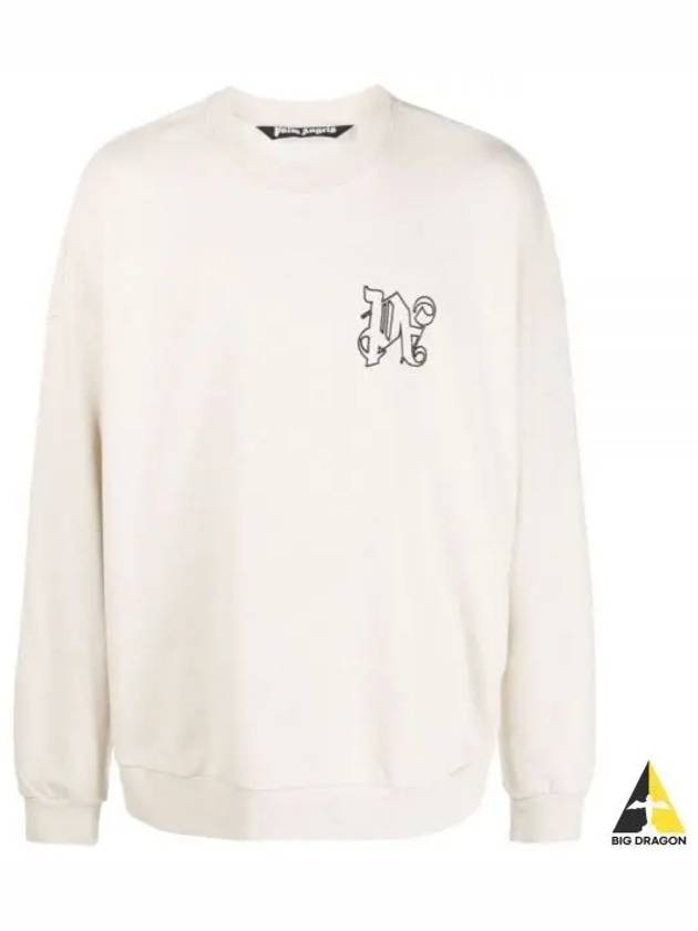 Monogram Logo Sweatshirt Natural - PALM ANGELS - BALAAN 2