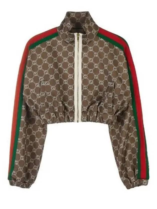 Interlocking G Zip-up Crop Jacket Brown - GUCCI - BALAAN 2