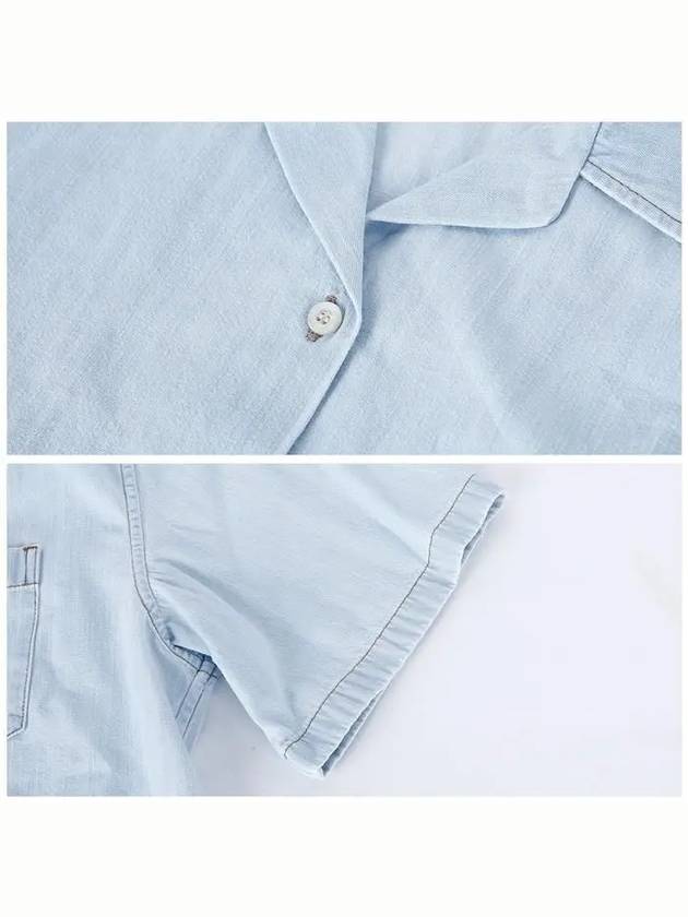 Chambray Logo Denim Shirt Light Blue - MIU MIU - BALAAN 7