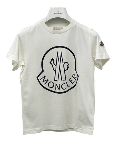 Kids Maxi Logo Short Sleeve T shirt 8Y 10Y Snow White 8C00020 83907 034 - MONCLER - BALAAN 2