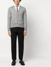 Men's Jersey Stitch V-Neck Cardigan Light Grey - THOM BROWNE - BALAAN 4