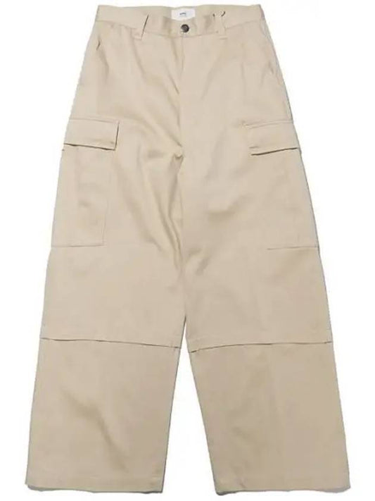 Wide Cargo Pants Beige - AMI - BALAAN 1