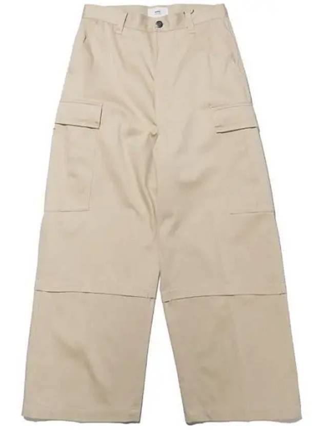 Wide Cargo Pants Beige - AMI - BALAAN 1