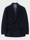 Heavy Wool Double Breasted Half Coat Navy - NOIRER - BALAAN 2