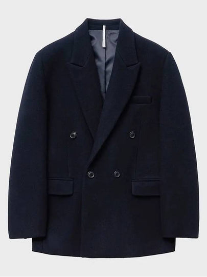 Heavy Wool Double Breasted Half Coat Navy - NOIRER - BALAAN 2