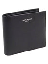 Classic Logo Textured Leather Half Wallet Black - SAINT LAURENT - BALAAN 4