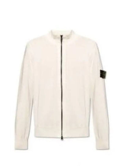 Wappen Patch Cotton Zip-Up Cardigan White - STONE ISLAND - BALAAN 2