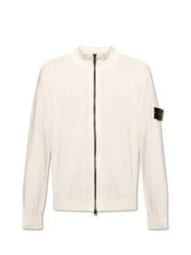 Wappen Patch Cotton Zip-Up Cardigan White - STONE ISLAND - BALAAN 2