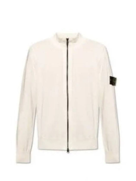 Wappen Patch Cotton Zip-Up Cardigan White - STONE ISLAND - BALAAN 2