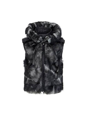 Women s Detachable Hooded Shearling Vest Black 270440 - EMPORIO ARMANI - BALAAN 1