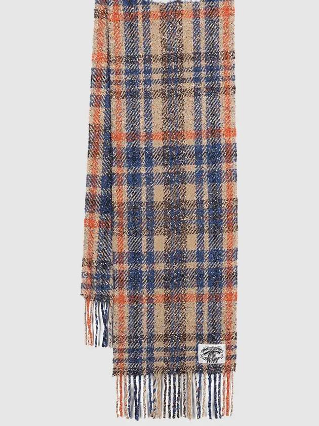 Plaid Fringe Muffler Beige Blue - ACNE STUDIOS - BALAAN 2