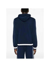 Logo Stripe Print Zip Up Hoodie Midnight Blue - GUCCI - BALAAN 5