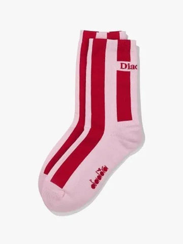 Diadora Vertical Stripe Quarter Socks PINK - DIADORA - BALAAN 1