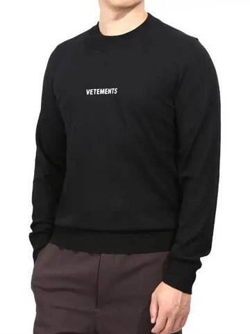 UAH21KN054 F BLK logo wool knit - VETEMENTS - BALAAN 1