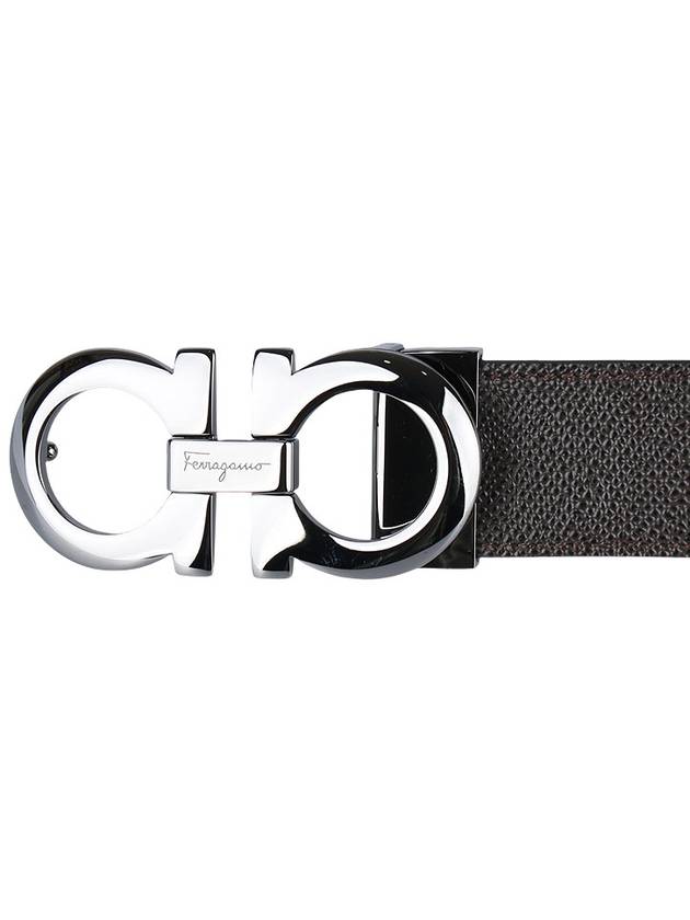 Gancini Reversible Adjustable Leather Belt Black - SALVATORE FERRAGAMO - BALAAN 6