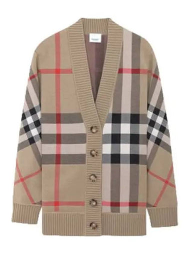 Check Technical Wool Jacquard Cardigan Women s - BURBERRY - BALAAN 1