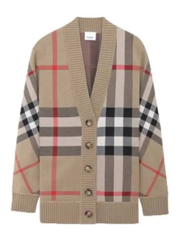 Check technical wool jacquard cardigan - BURBERRY - BALAAN 1