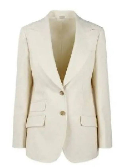 Wool Single-Breasted Blazer Jacket Ivory - GUCCI - BALAAN 2