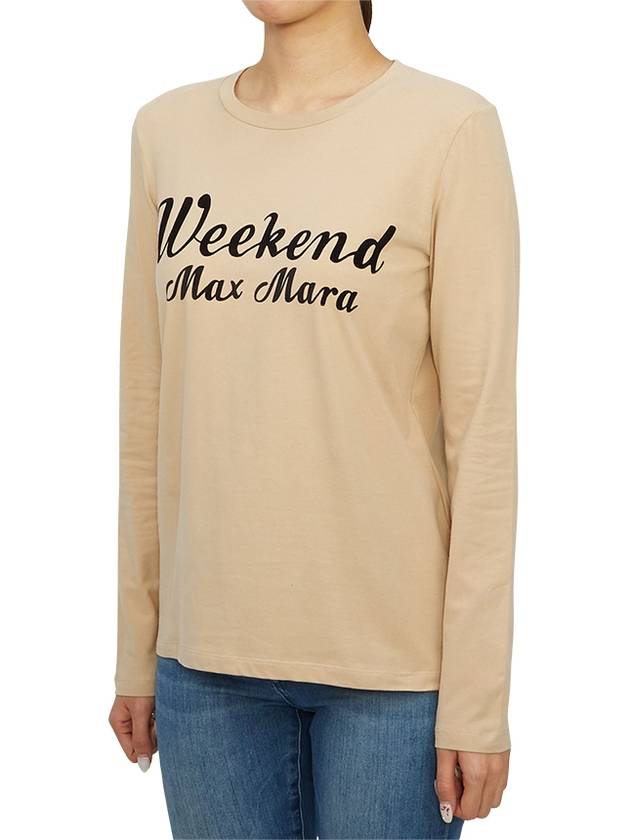 Quinoa Logo Print Long Sleeve T-Shirt Beige - MAX MARA - BALAAN 3