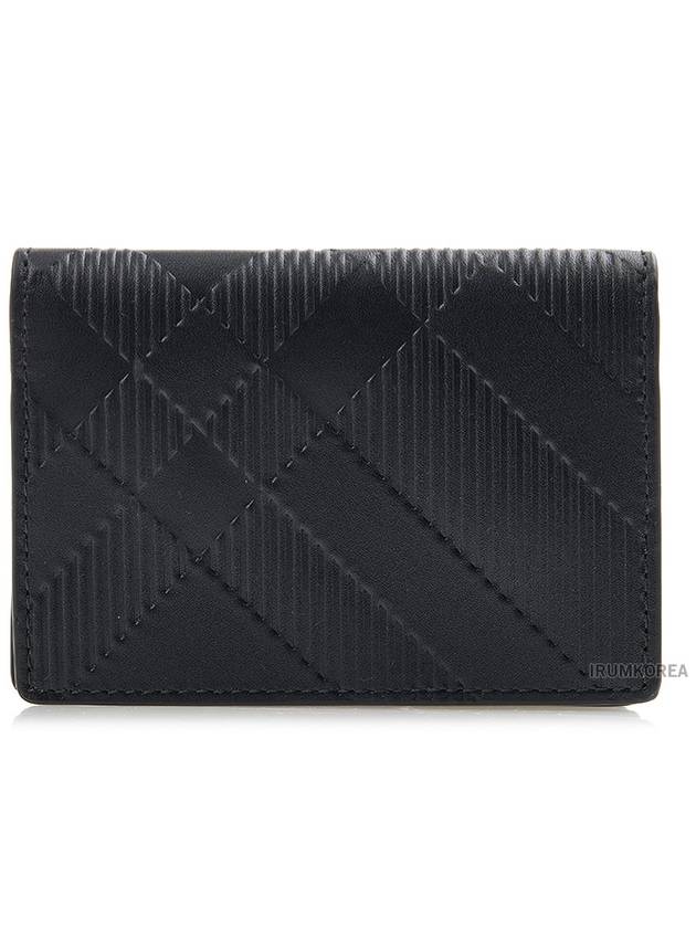 Check Pattern Leather Card Wallet Black - BURBERRY - BALAAN 11