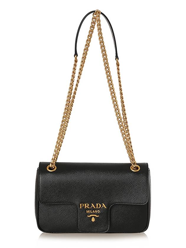 Saffiano Leather Chain Shoulder Bag Black - PRADA - BALAAN 6