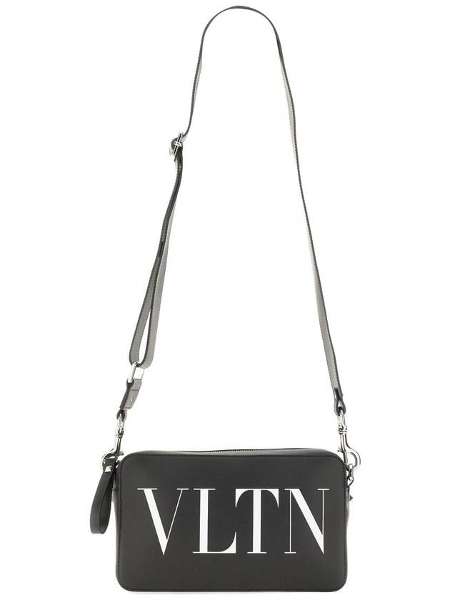 VLTN Logo Leather Cross Bag Black - VALENTINO - BALAAN 4