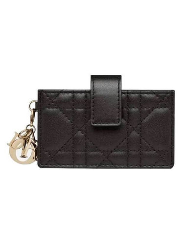 Lady Jasmine Lambskin Card Wallet Black - DIOR - BALAAN 1