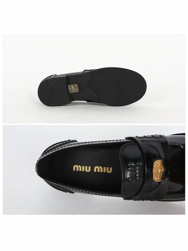 Penny Leather Loafers Black - MIU MIU - BALAAN.