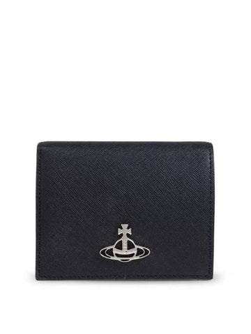 Logo Two-Fold Half Wallet Black - VIVIENNE WESTWOOD - BALAAN 1