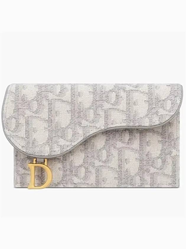 Oblique Jacquard Saddle Flap Compact Zipper Card Wallet Grey - DIOR - BALAAN 2