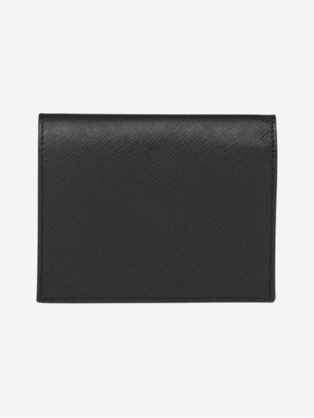 Gold Hardware Triangle Logo Saffiano Half Wallet Black - PRADA - BALAAN 3