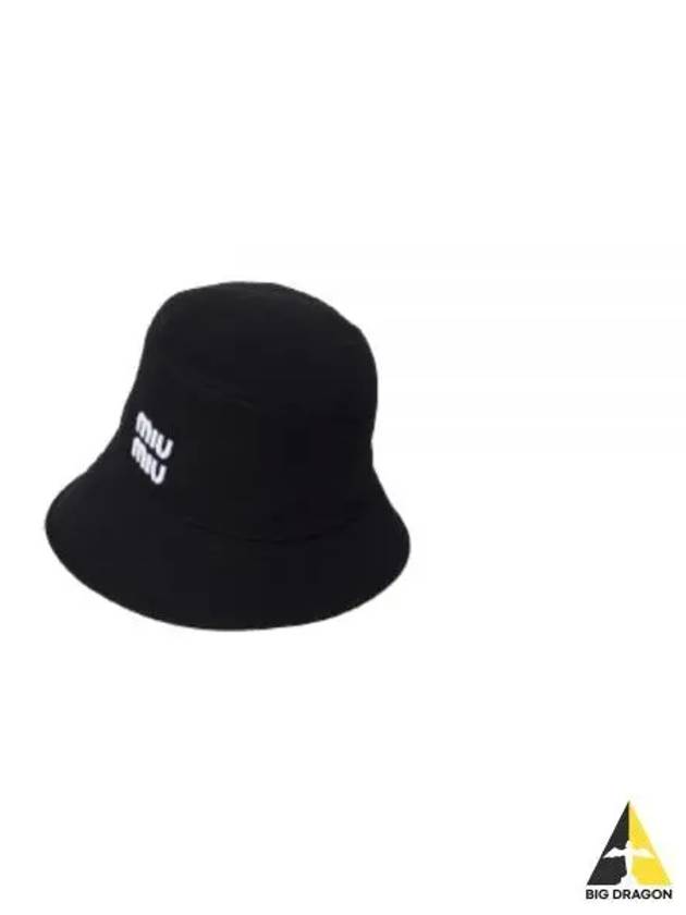 Embroidered Logo Fabric Bucket Hat Black - MIU MIU - BALAAN 2