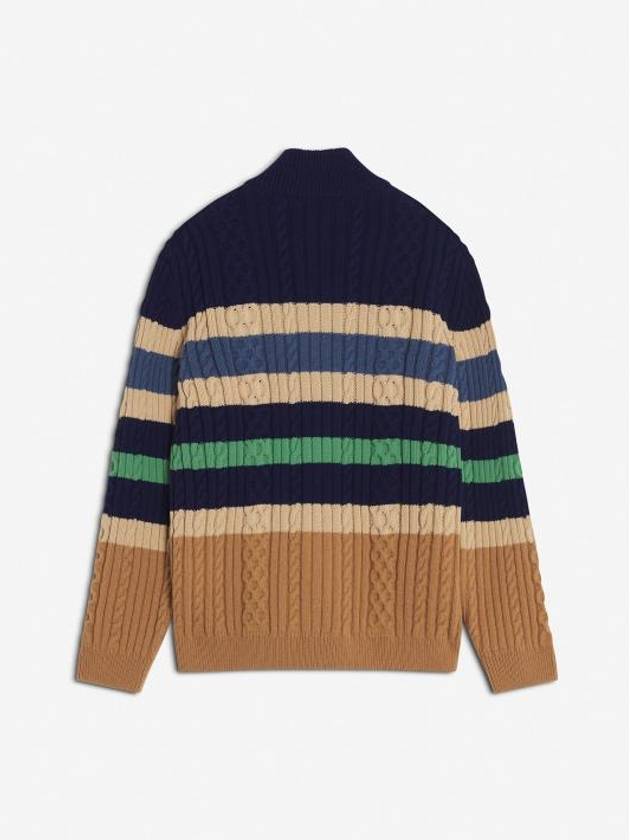 Striped Cable Zipper Cardigan - MAISON KITSUNE - BALAAN 3