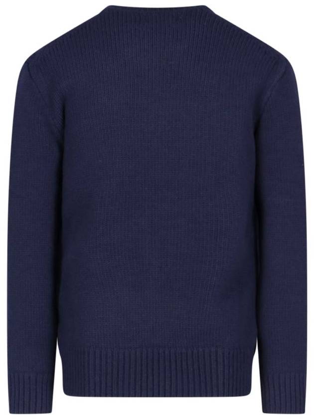 Intarsia Knit RL Logo Wool Sweater Hunter Navy - POLO RALPH LAUREN - BALAAN 3