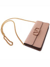 V Logo Signature Chain Grained Calfskin Long Wallet Pink - VALENTINO - BALAAN 6