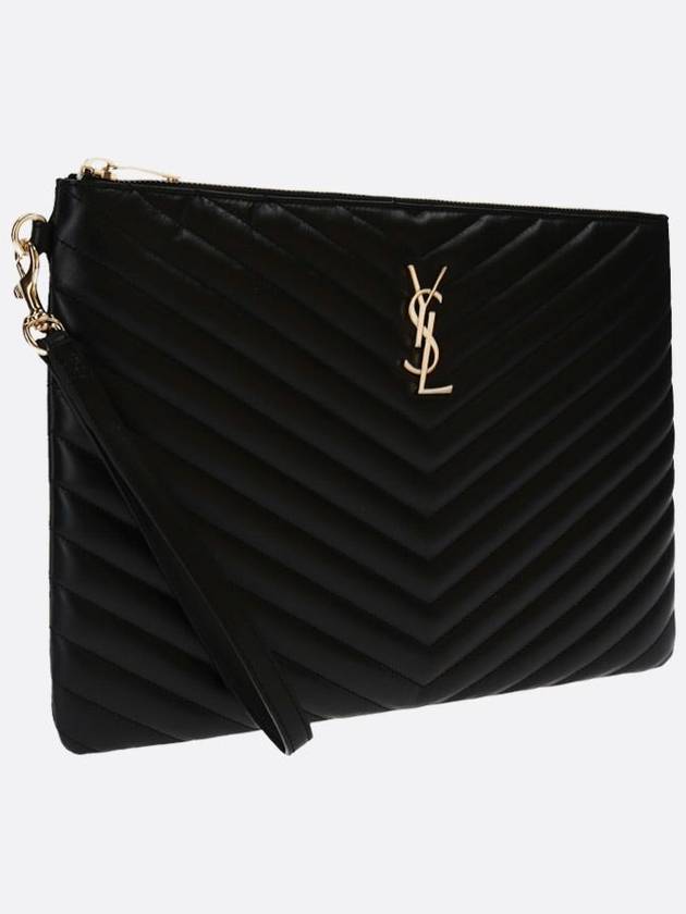 Gold Monogram Matelasse Clutch Bag Black - SAINT LAURENT - BALAAN 5